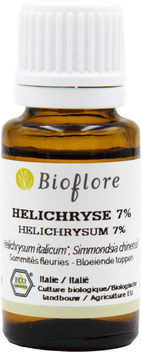 Helichryse essentiële olie verdund op 7%.